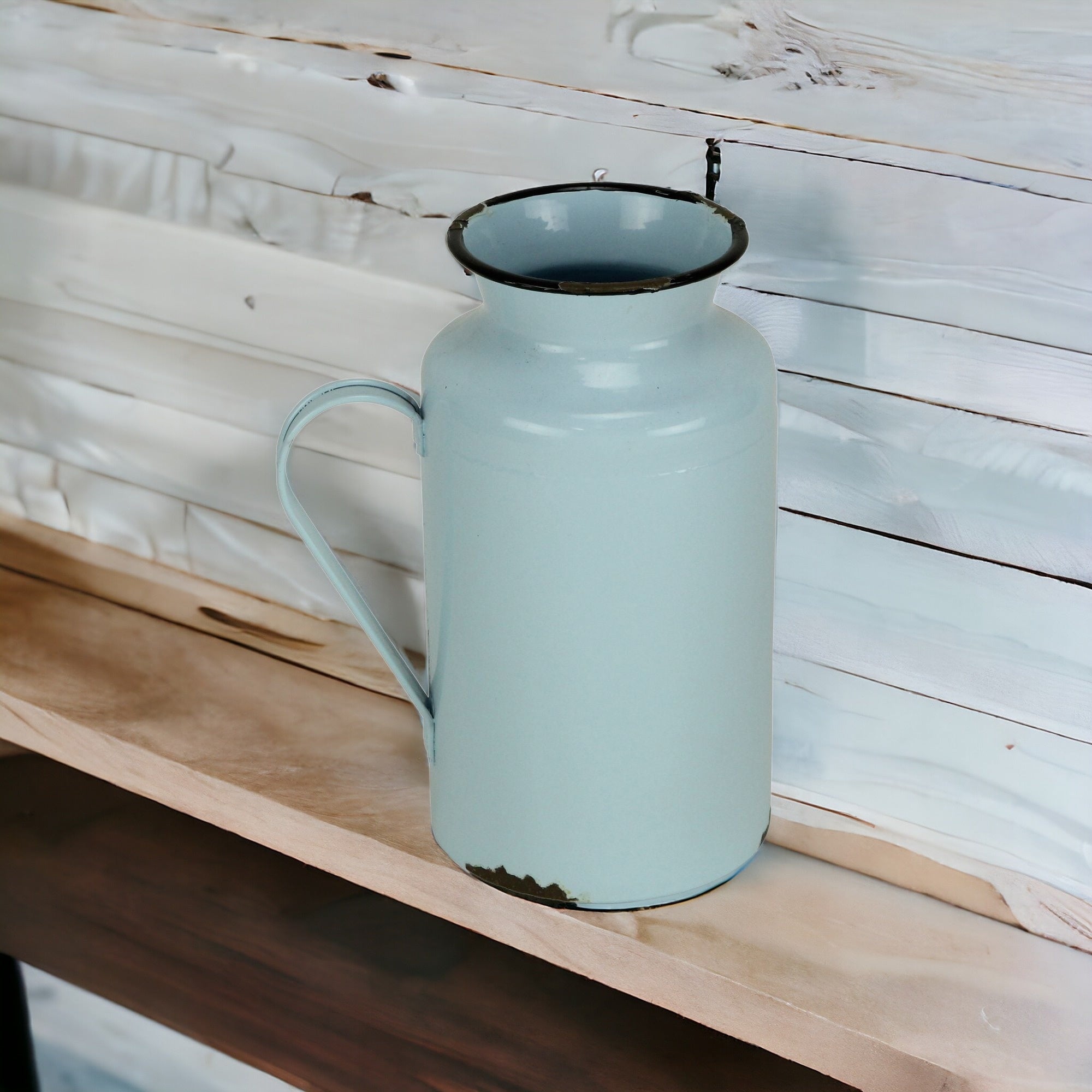 10" Blue and Black Metal Rustic Decorative Water Jug-0