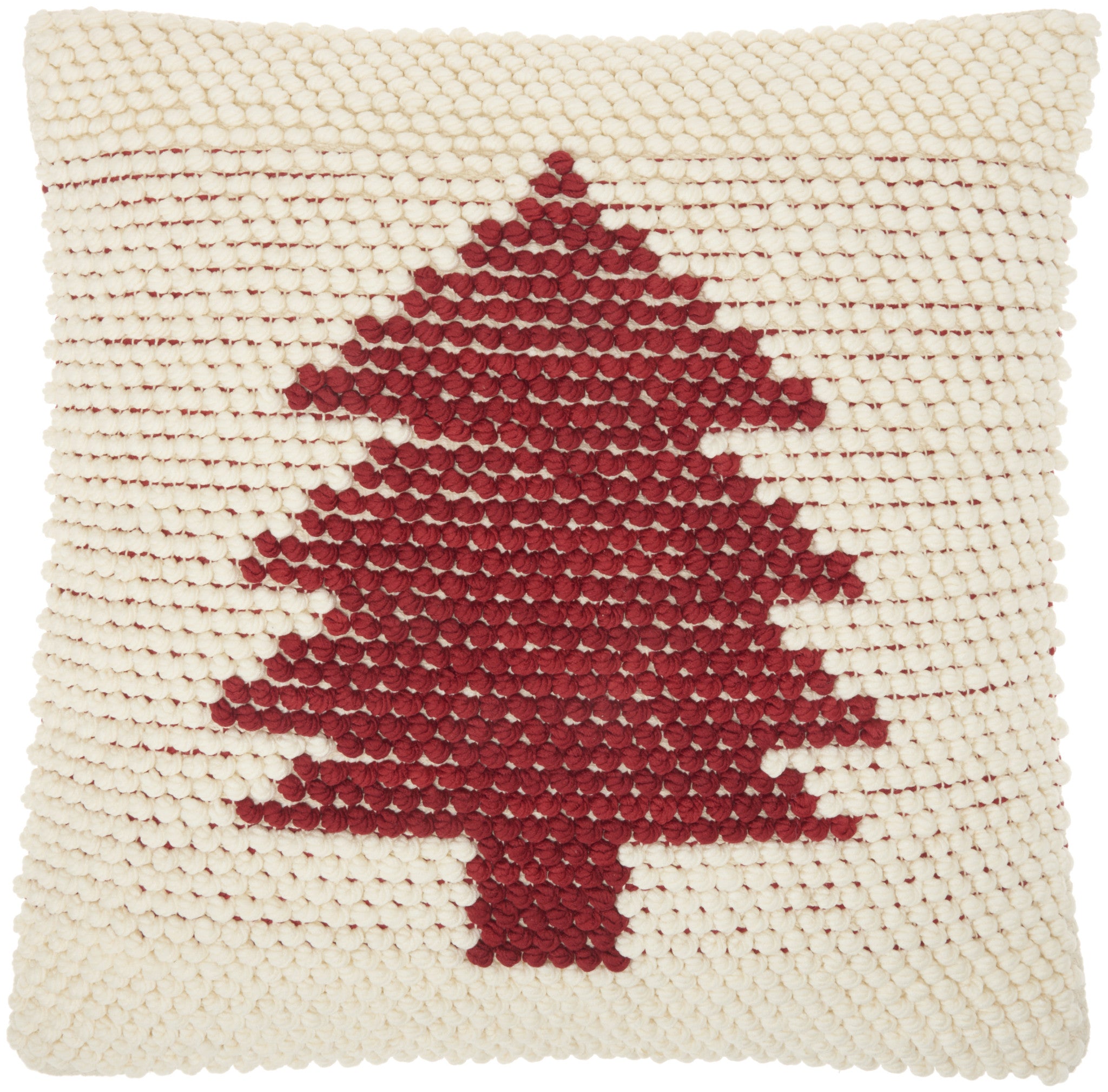 20" X 20" Ivory And Red Zippered Handmade Polyester Christmas Tree Throw Pillow-0