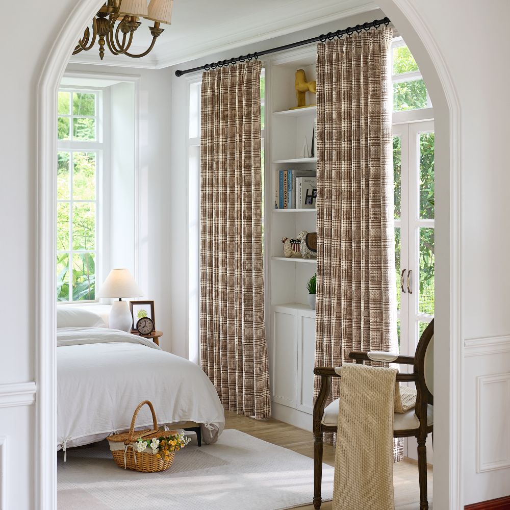 Hadley Modern Vintage Brown Plaid Curtains