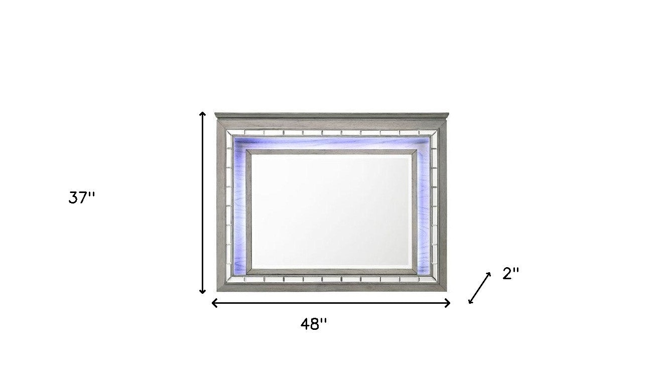 37" Light Gray Oak Lighted Dresser Mirror-4