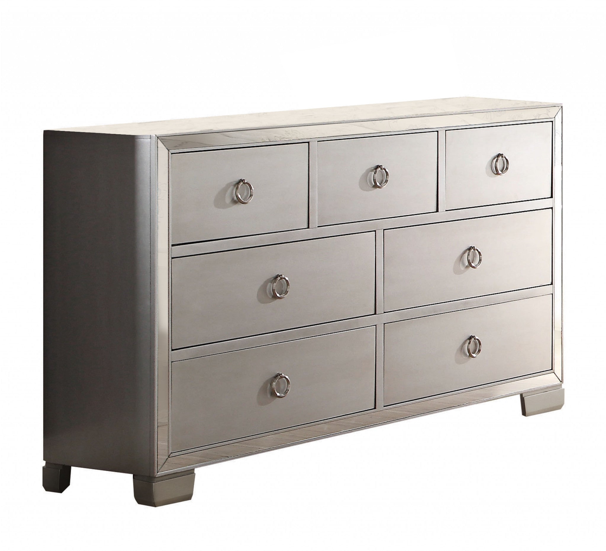 57" Platinum Solid and Manufactured Wood Seven Drawer Triple Dresser-0