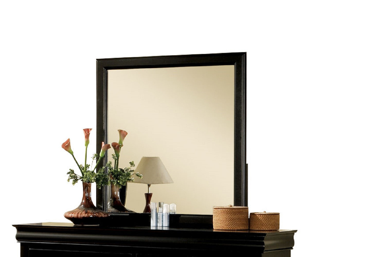 38" Black Rectangle Dresser Mirror Wall Mounted With Frame-0