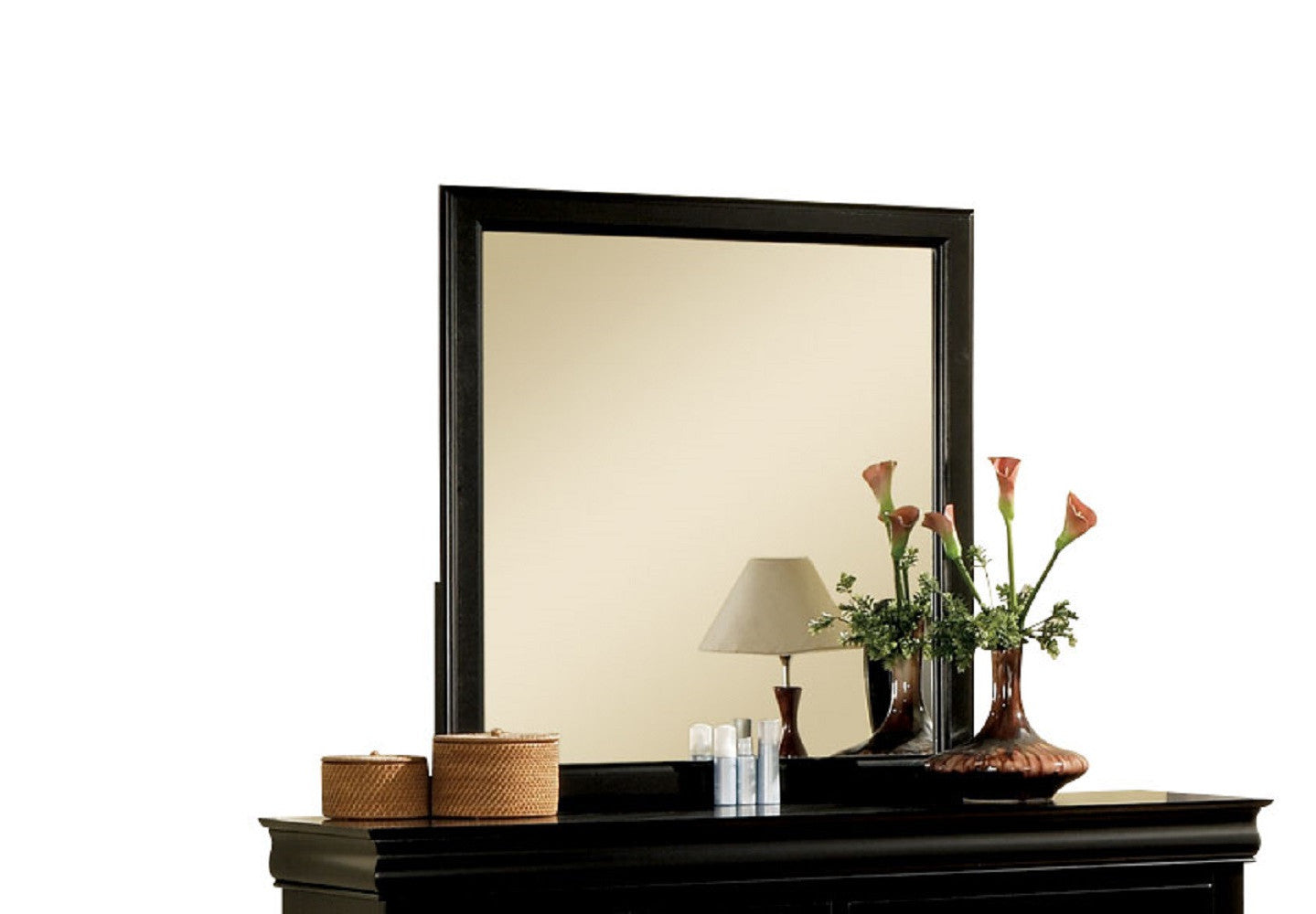 38" Black Rectangle Dresser Mirror Wall Mounted With Frame-1