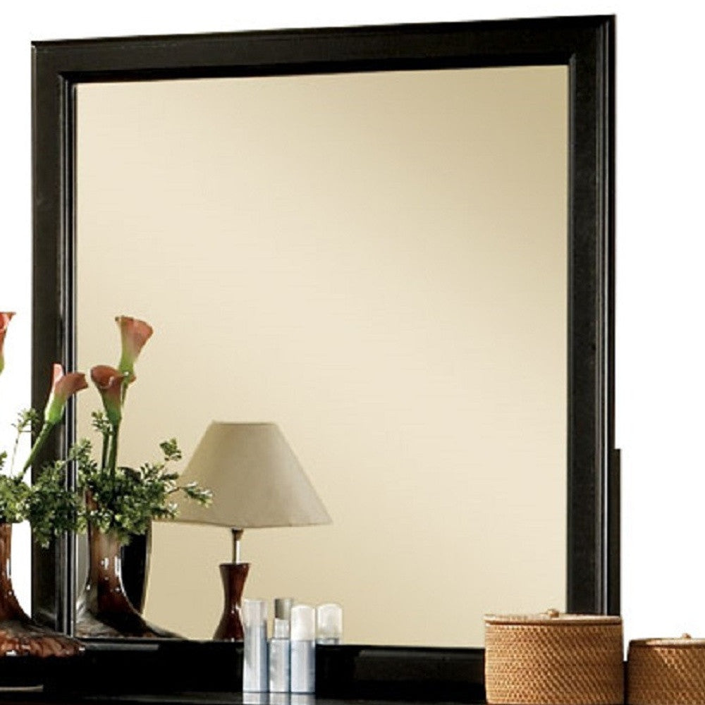 38" Black Rectangle Dresser Mirror Wall Mounted With Frame-2