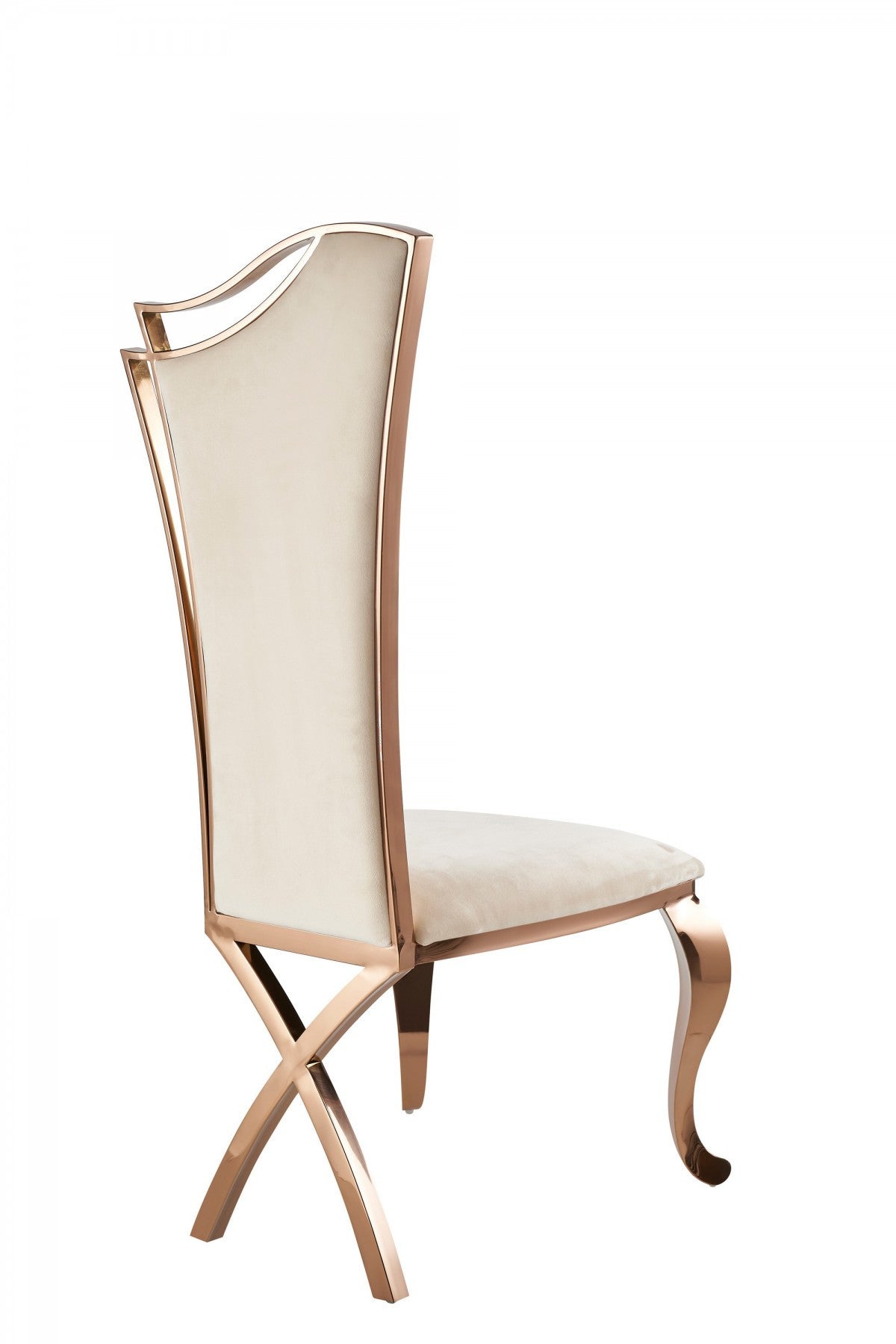 Set of Two Tufted Beige And Rose Gold Upholstered Velvet Dining Side Chairs-5