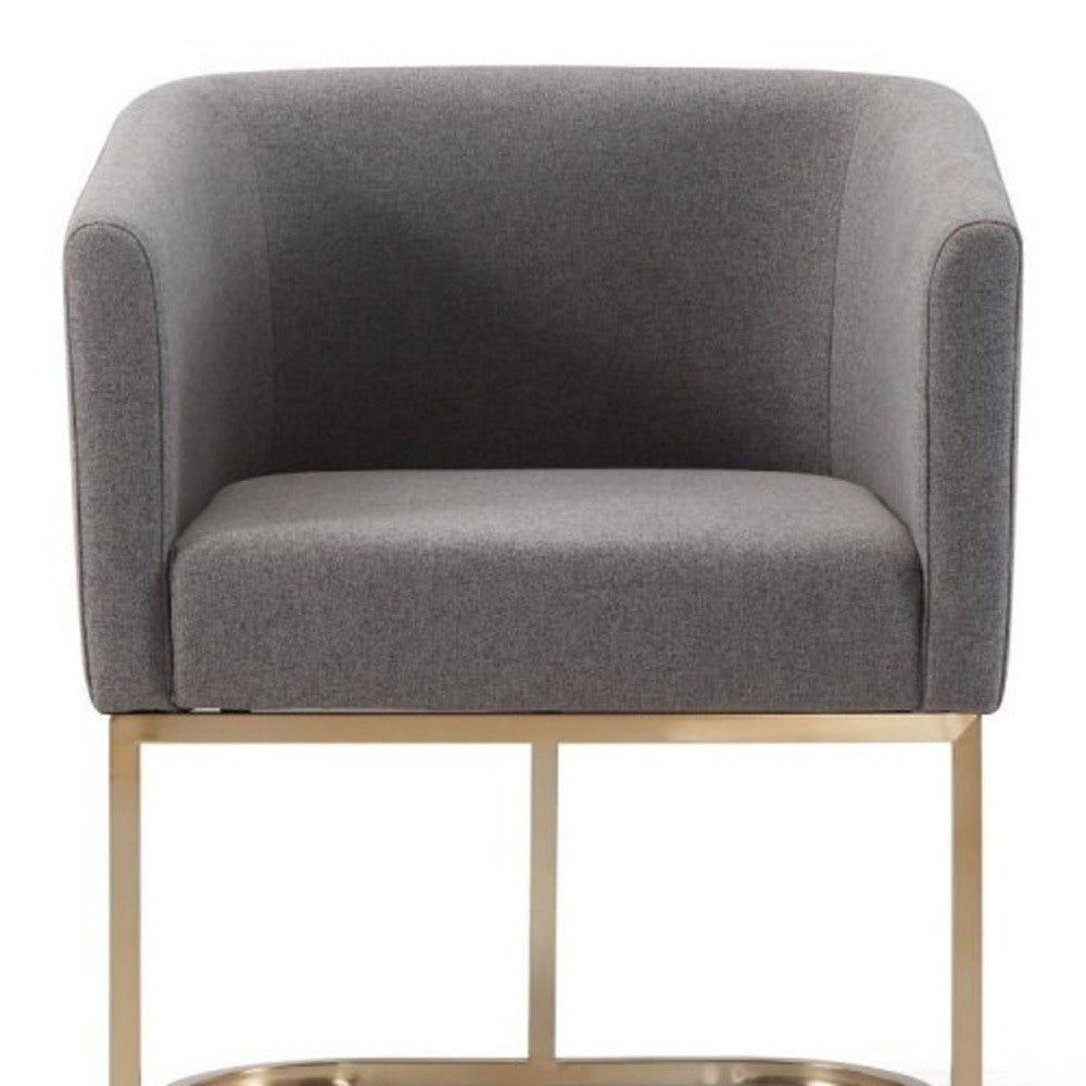 Dark Gray And Antiqued Brass Upholstered Fabric Dining Arm Chair-5