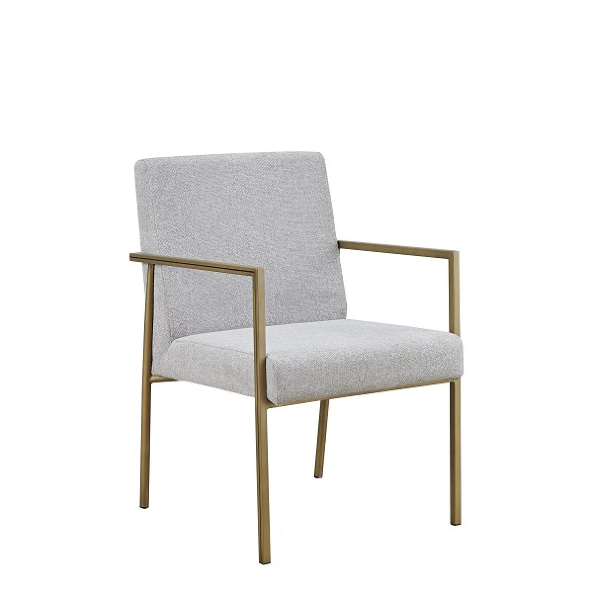 Light Gray And Brass Upholstered Fabric Dining Arm Chair-1