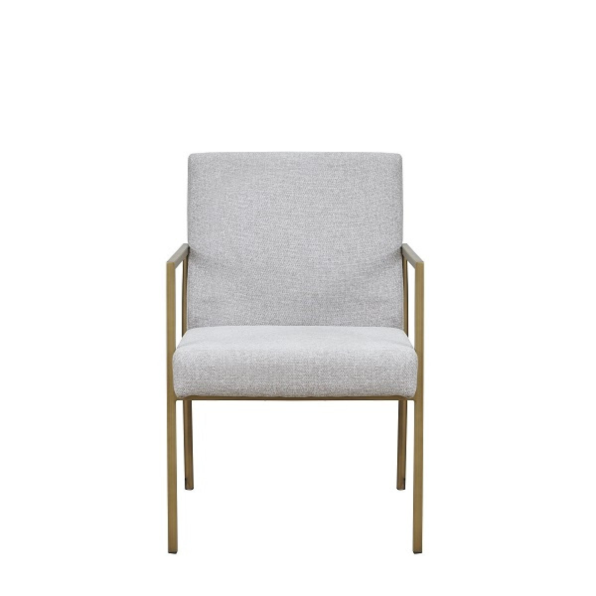 Light Gray And Brass Upholstered Fabric Dining Arm Chair-2