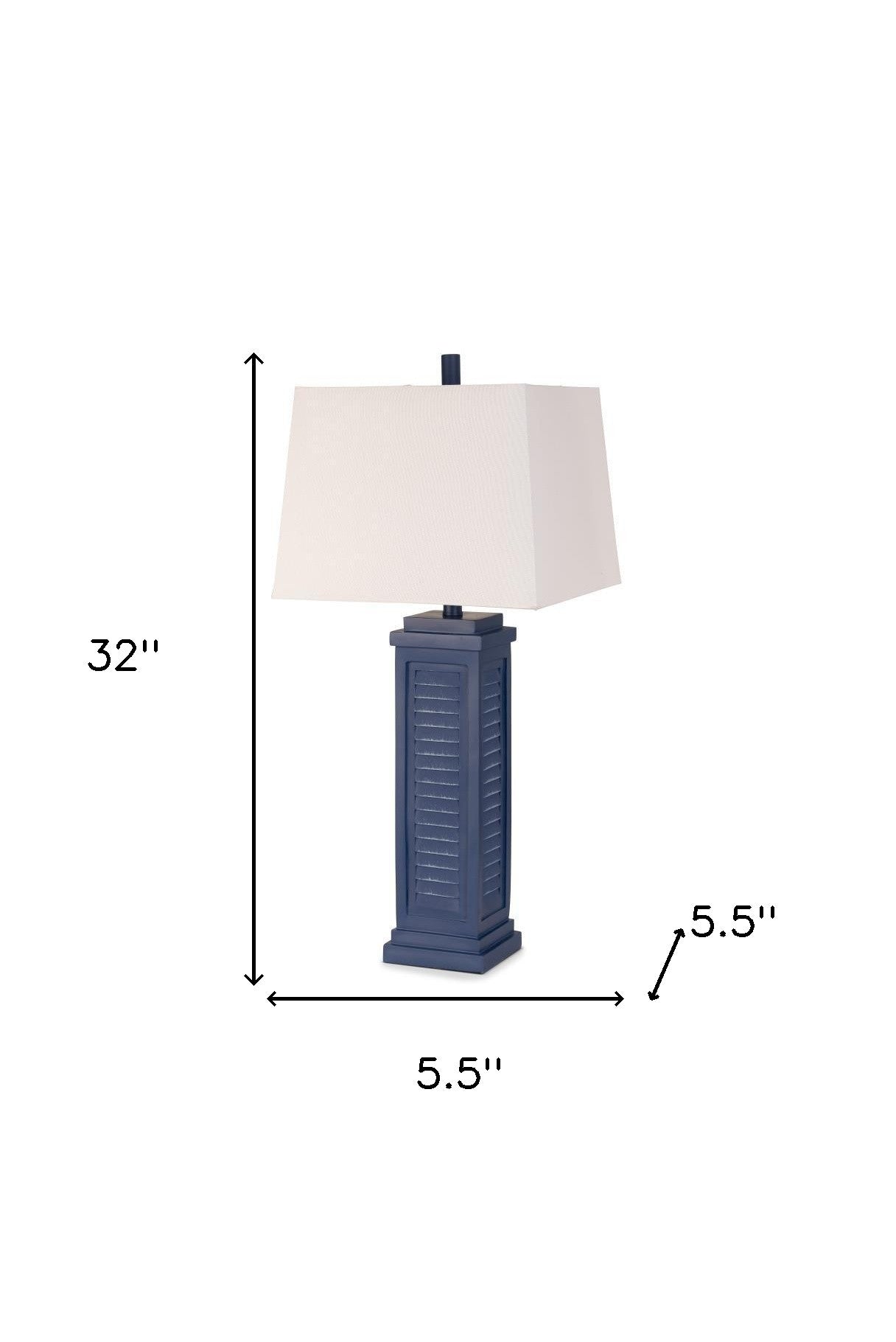 Set Of Two 32" Blue Shutter USB Table Lamps With White Square Shades-4