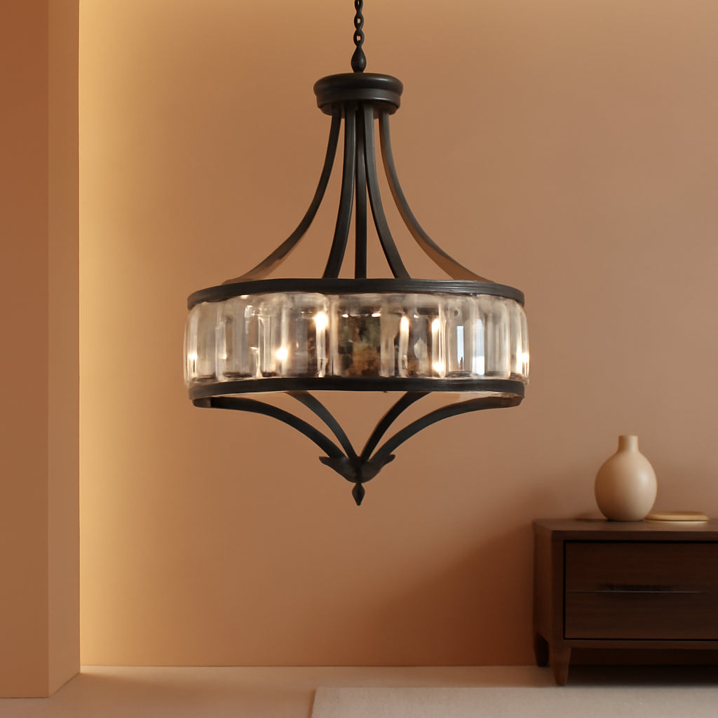 20 Inch Black Crystal Farmhouse Chandelier Pendant-0