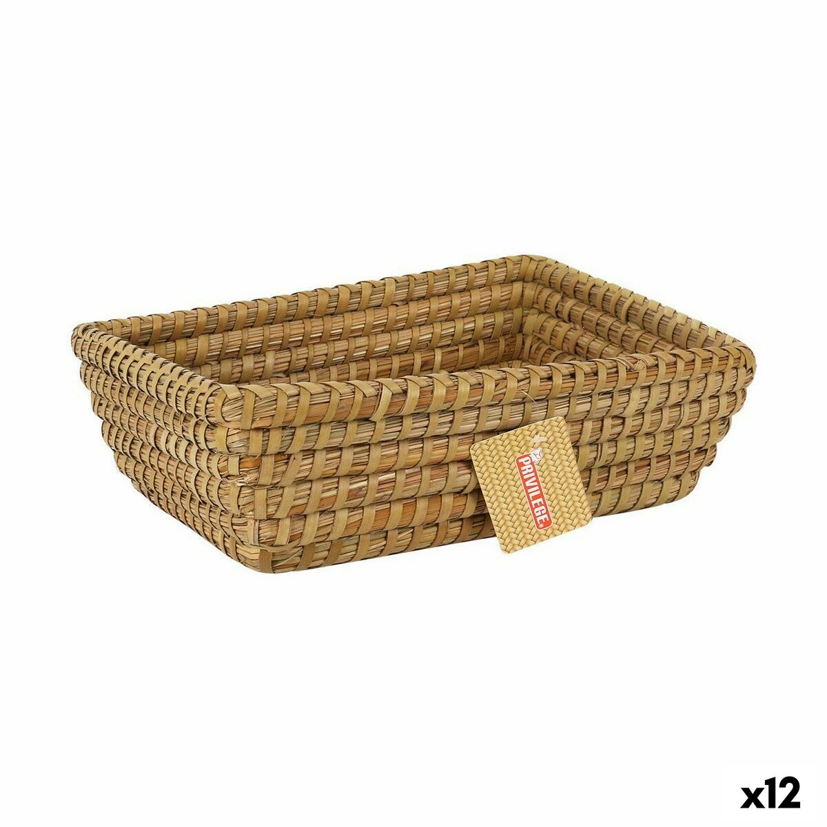 Multi-purpose basket Privilege Korne Brown wicker Rectangular 30 x 23 x 9 cm (12 Units)-0