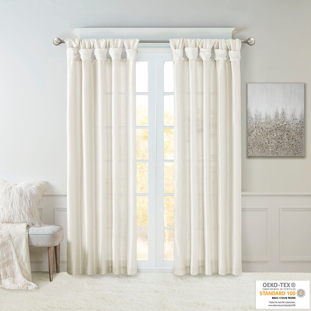 Twist Tab Lined Window Curtain Panel White 50x84