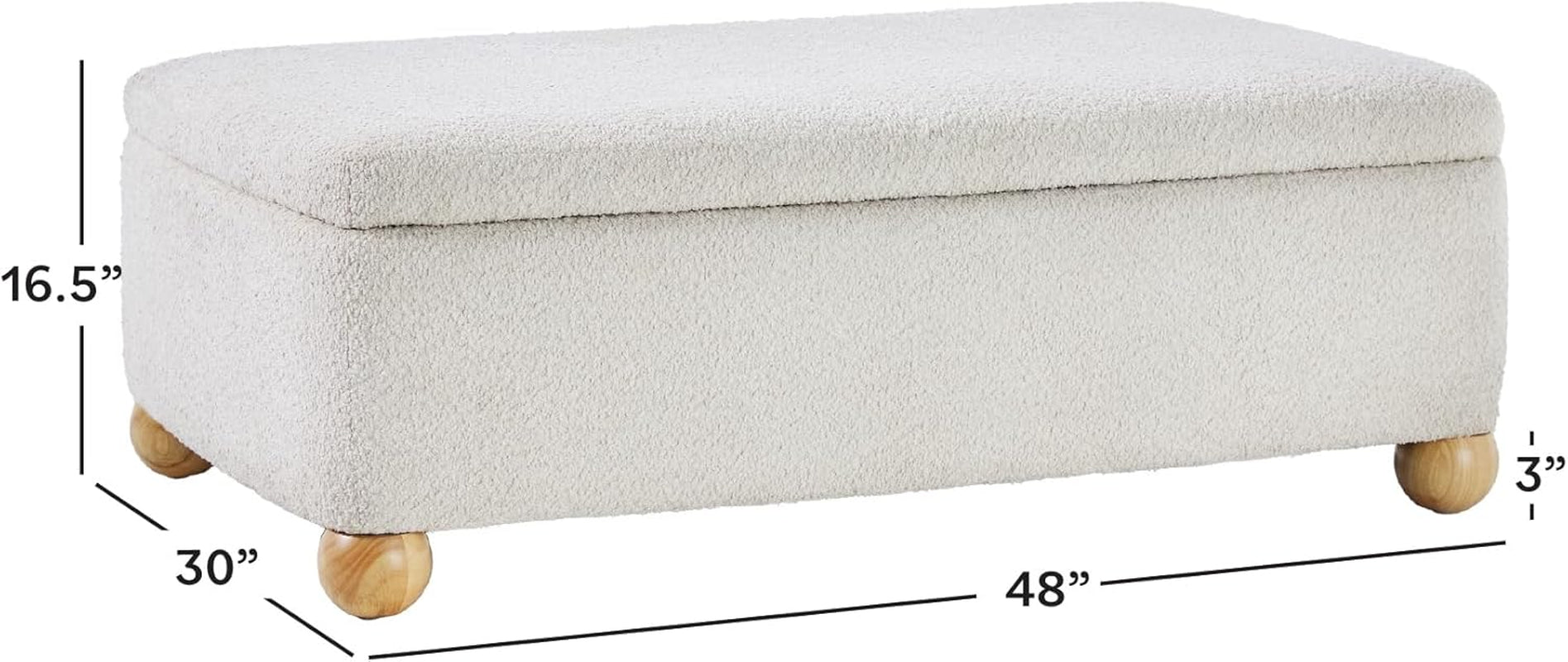 Contemporary Large Ivory Storage Ottoman With Legs