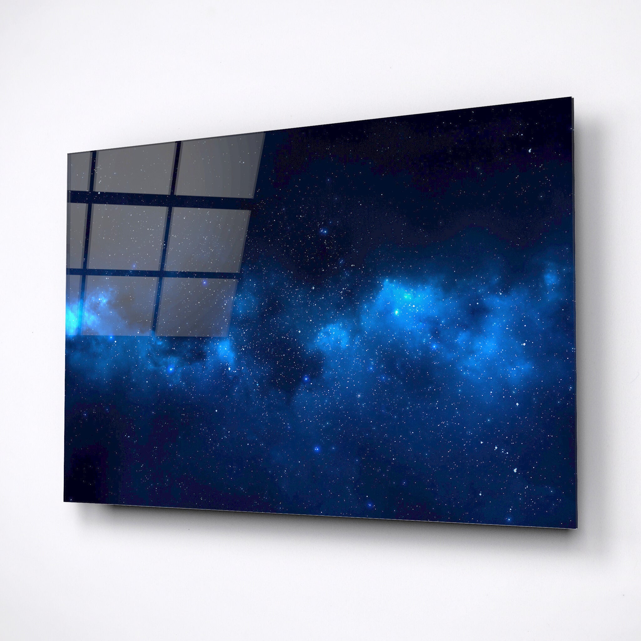 Tempered glass wall art night sky star Universe. Space planet star comets