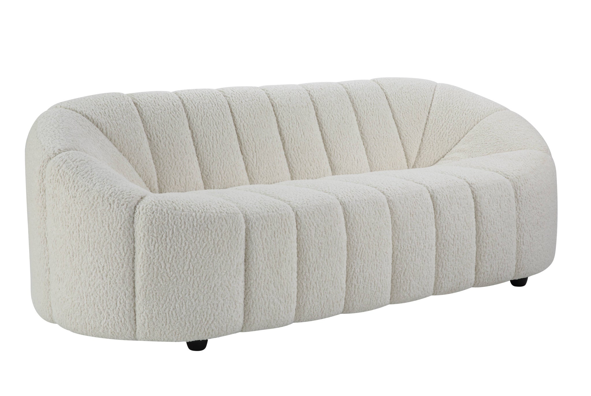 84" White Sherpa Sofa With Black Legs-1