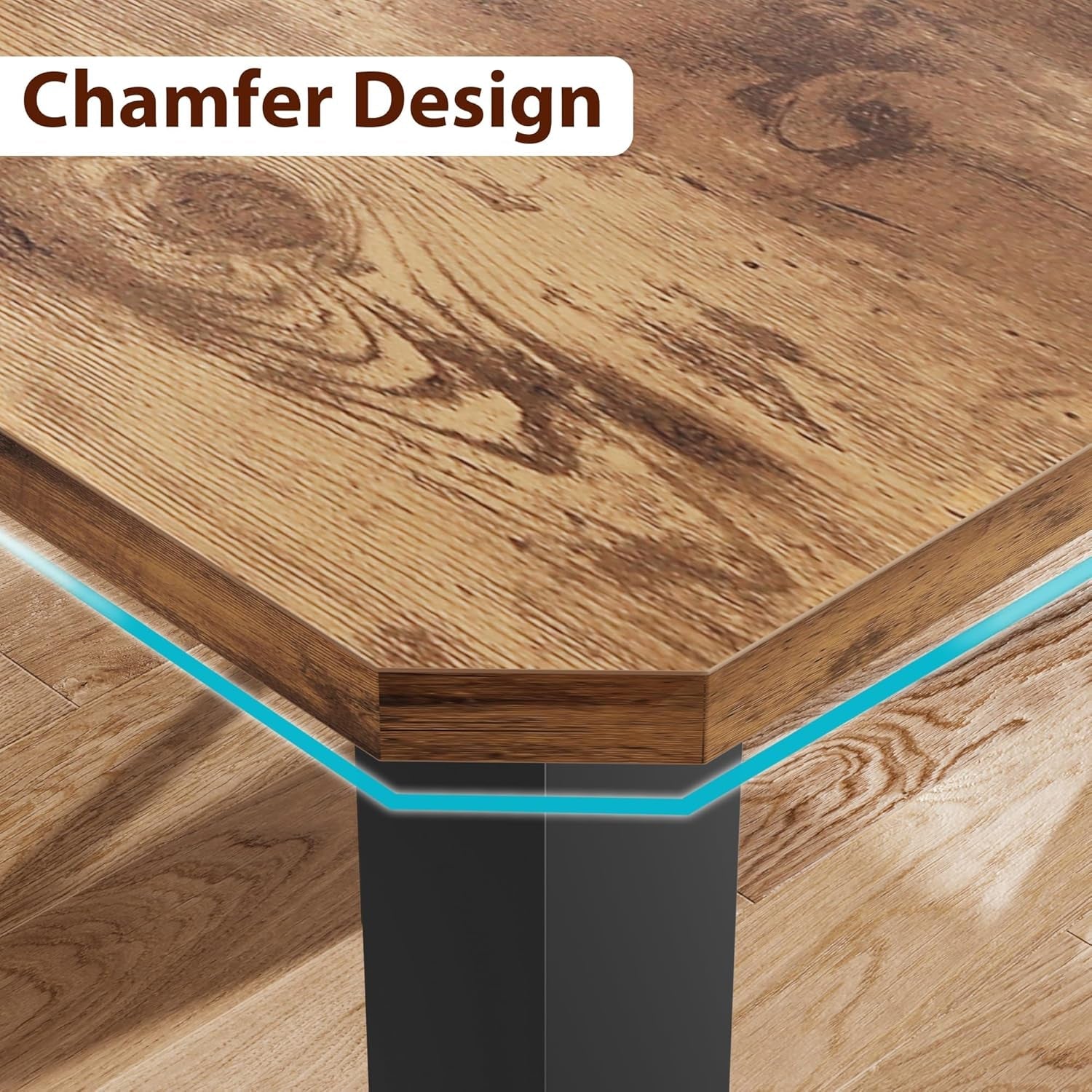 Industrial Wood Dining Table 78.7 Inches Long Brown Finish