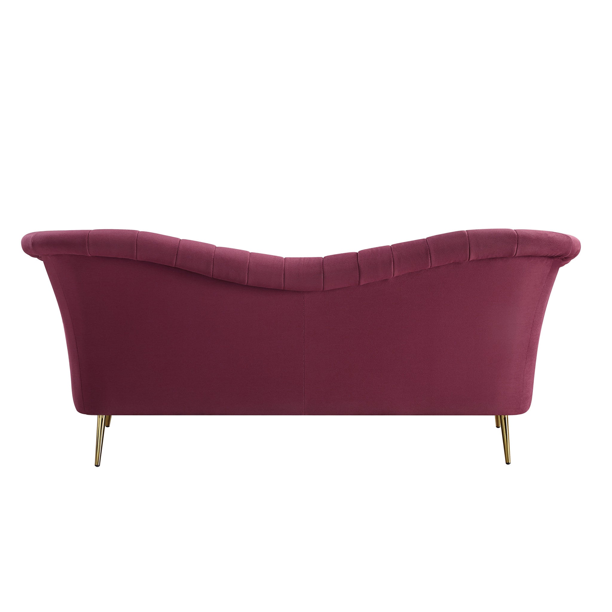 80" Red Velvet Sofa With Gold Legs-4