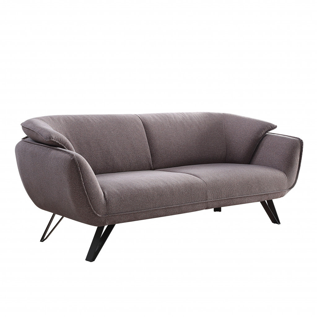 78" Gray Linen Sofa With Black Legs-2