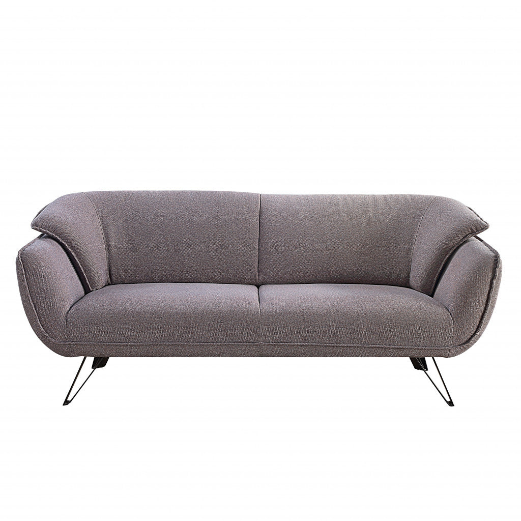 78" Gray Linen Sofa With Black Legs-1