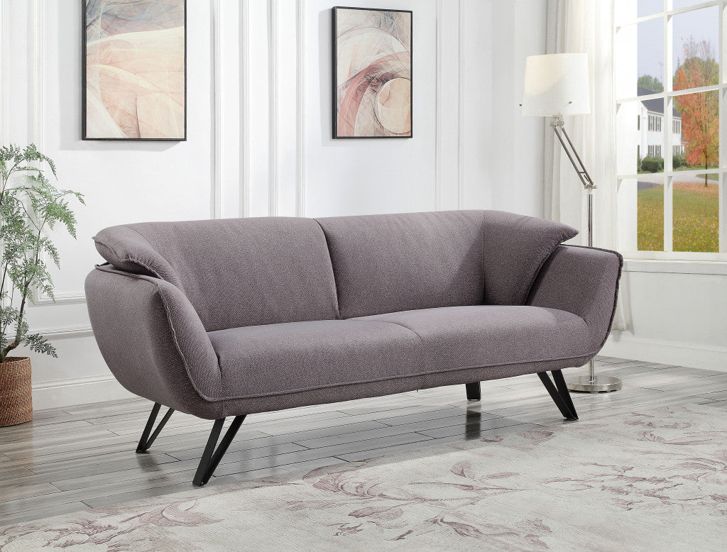 78" Gray Linen Sofa With Black Legs-7