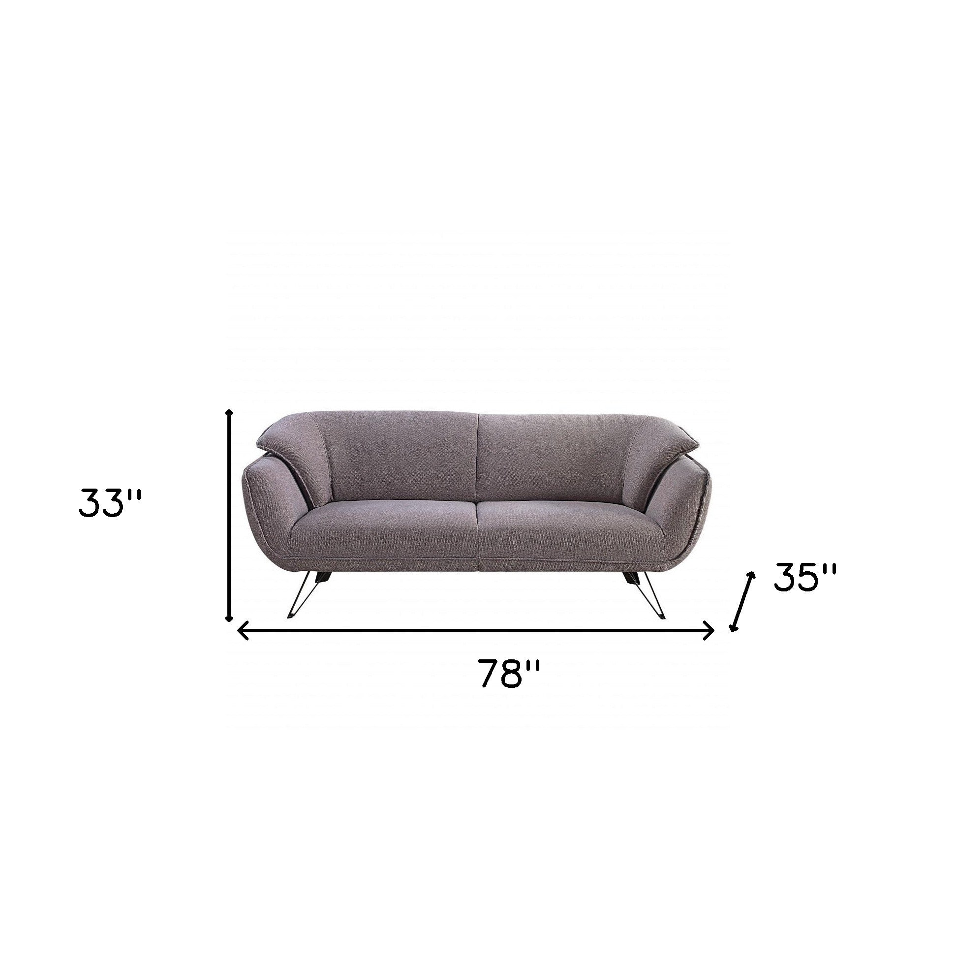 78" Gray Linen Sofa With Black Legs-8