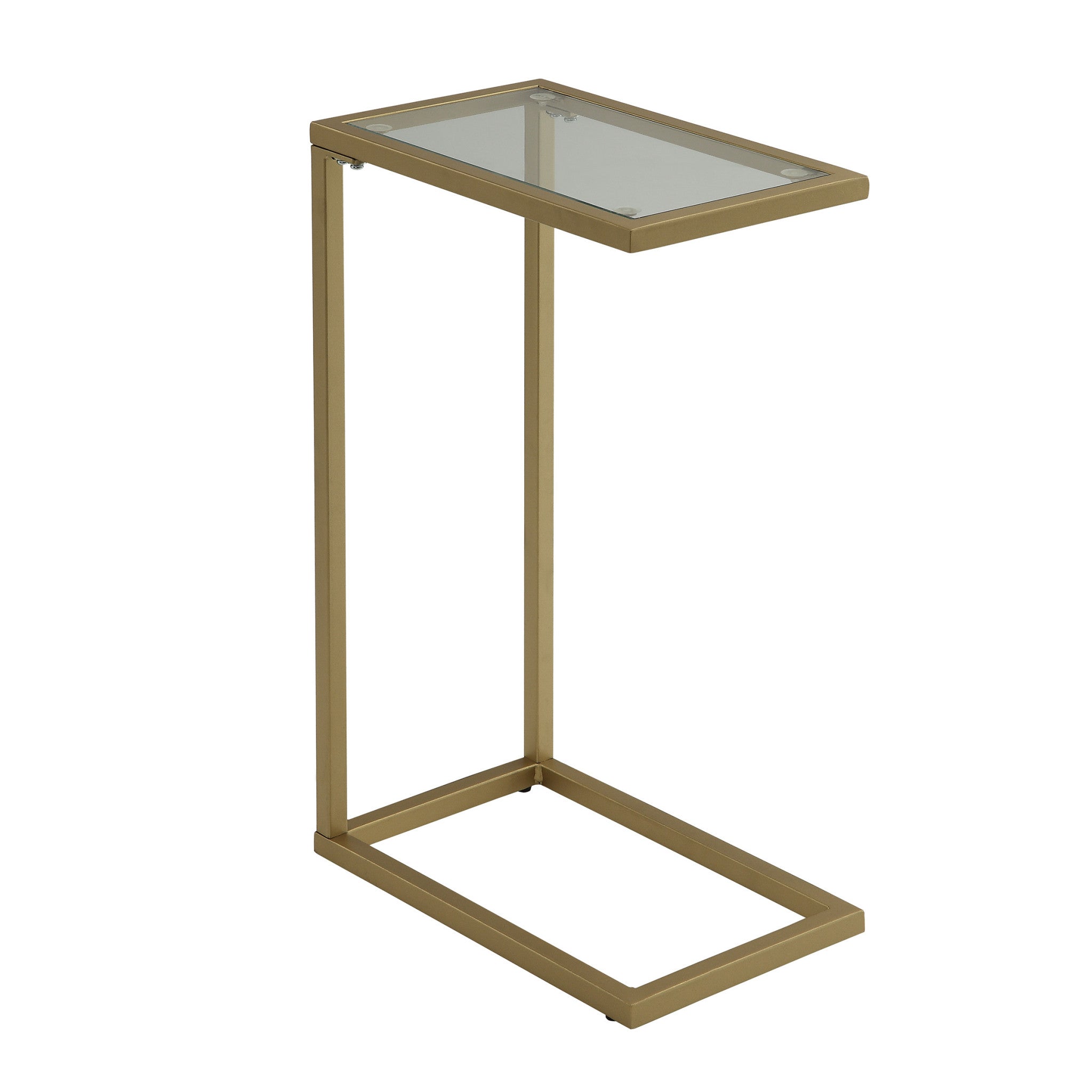 26" Gold And Clear Glass Rectangular End Table-0