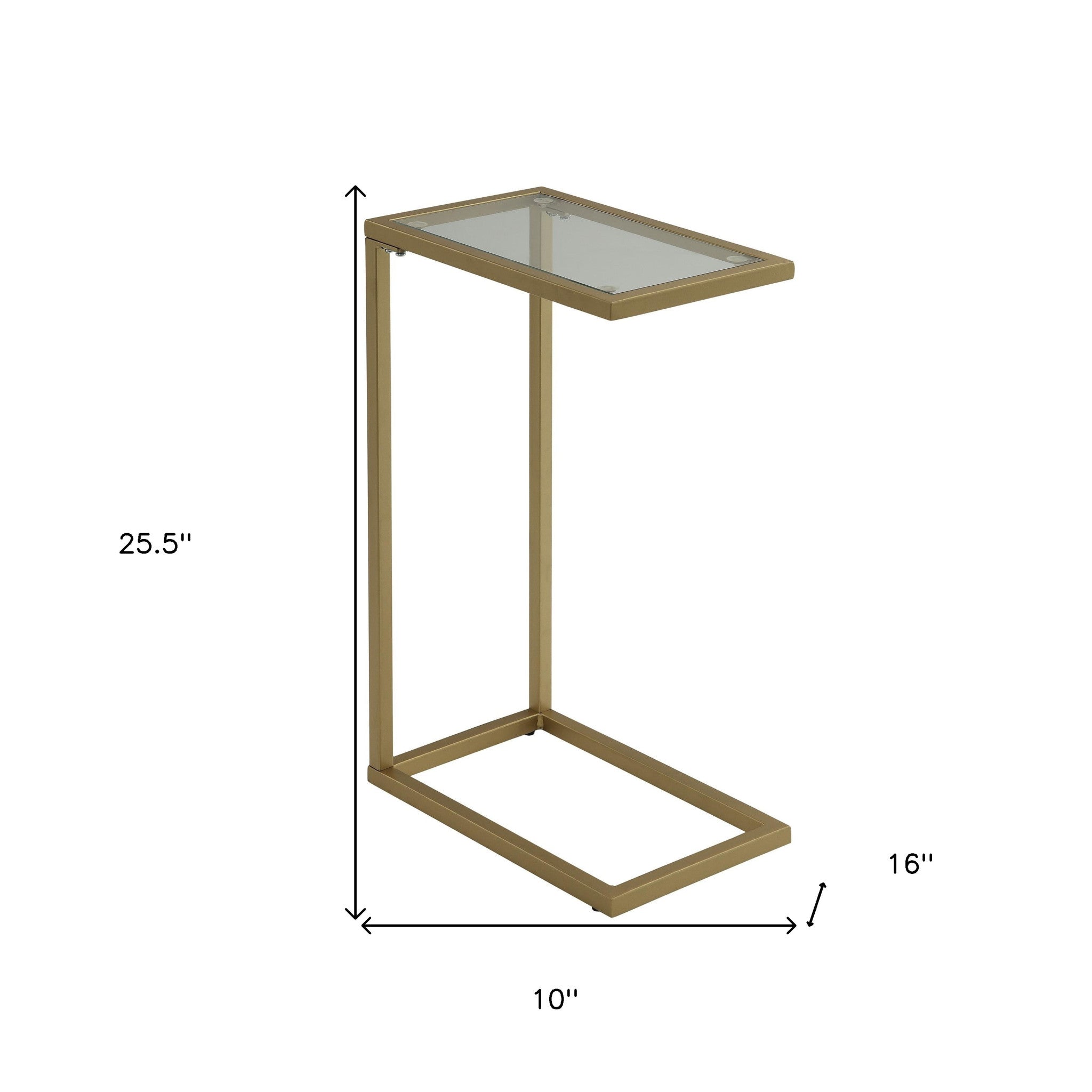 26" Gold And Clear Glass Rectangular End Table-4