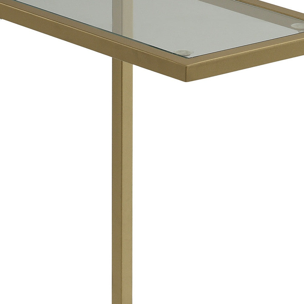 26" Gold And Clear Glass Rectangular End Table-2