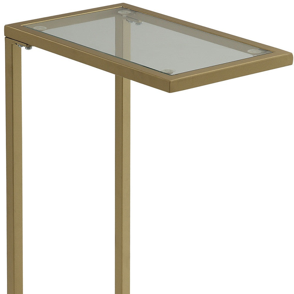 26" Gold And Clear Glass Rectangular End Table-3