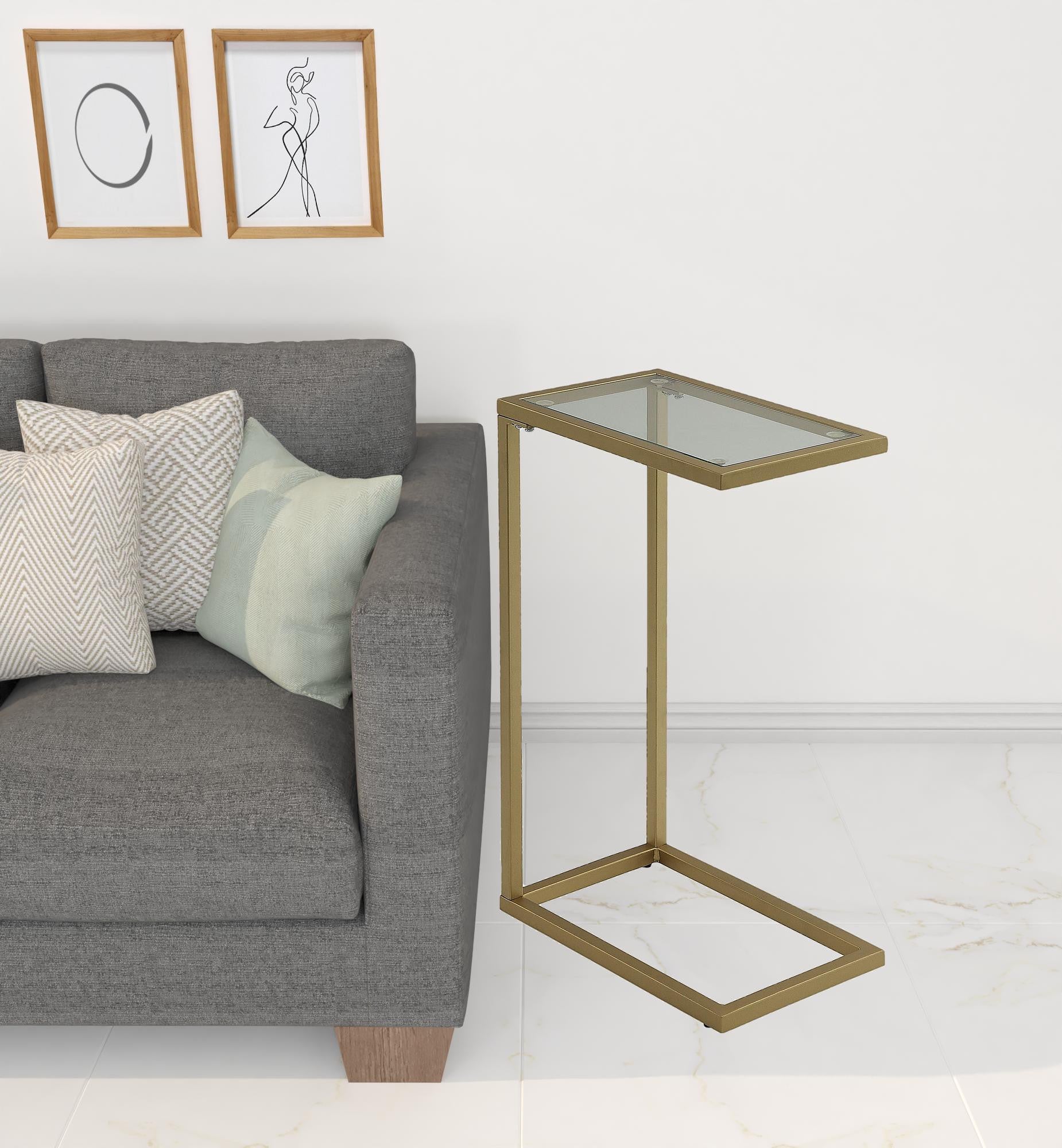 26" Gold And Clear Glass Rectangular End Table-1