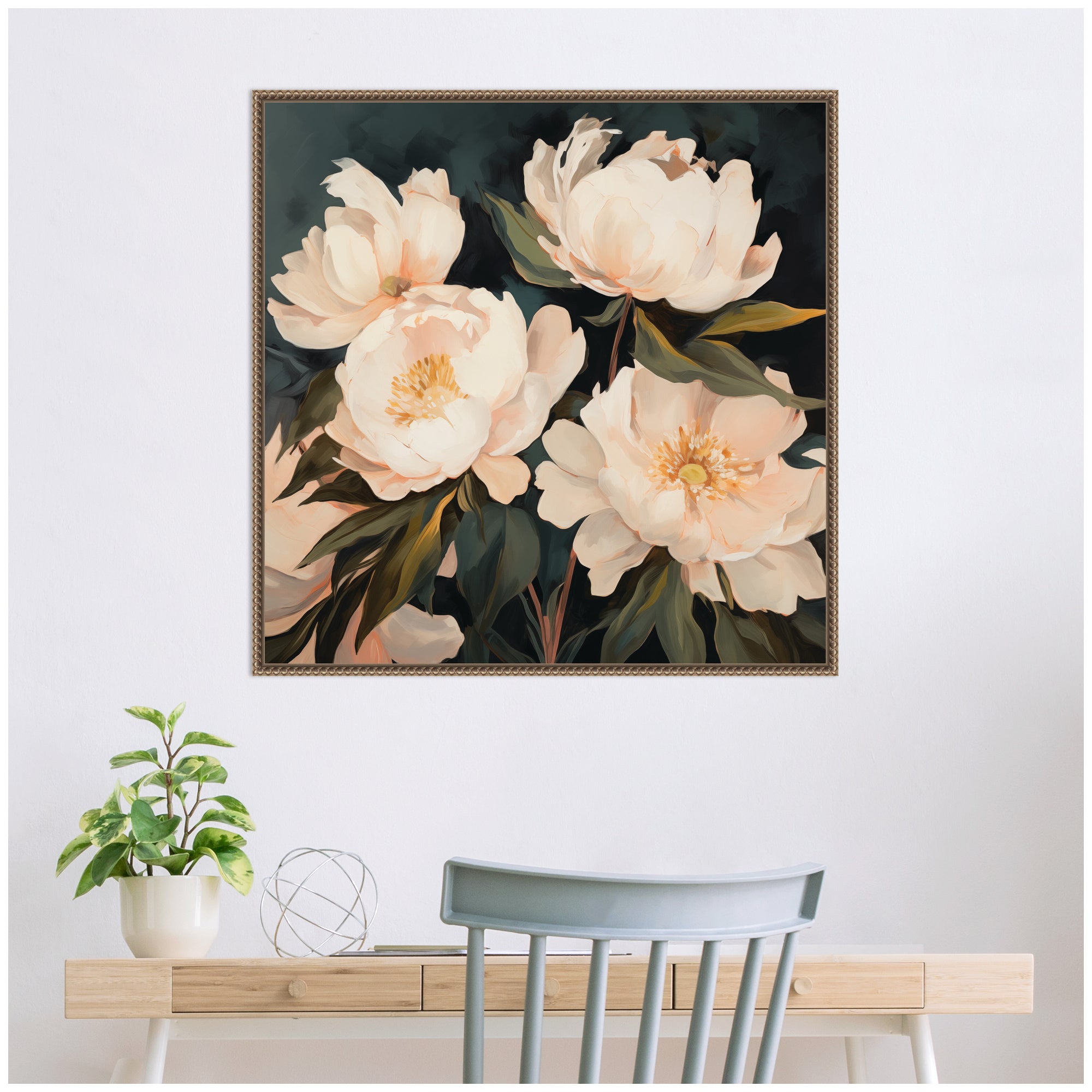 Sylvie Beautiful Painterly Floral Bouquets 2 Framed Canvas by The Creative Bunch Studio