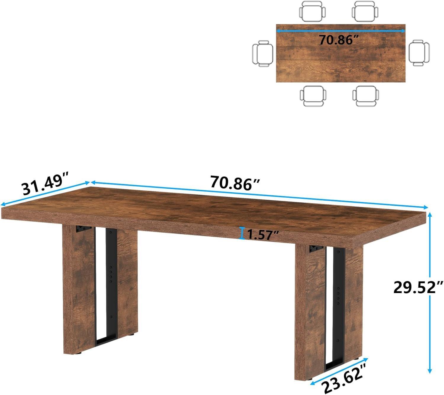Rustic Farmhouse Dining Table 70 Inch Seats Six To Eight