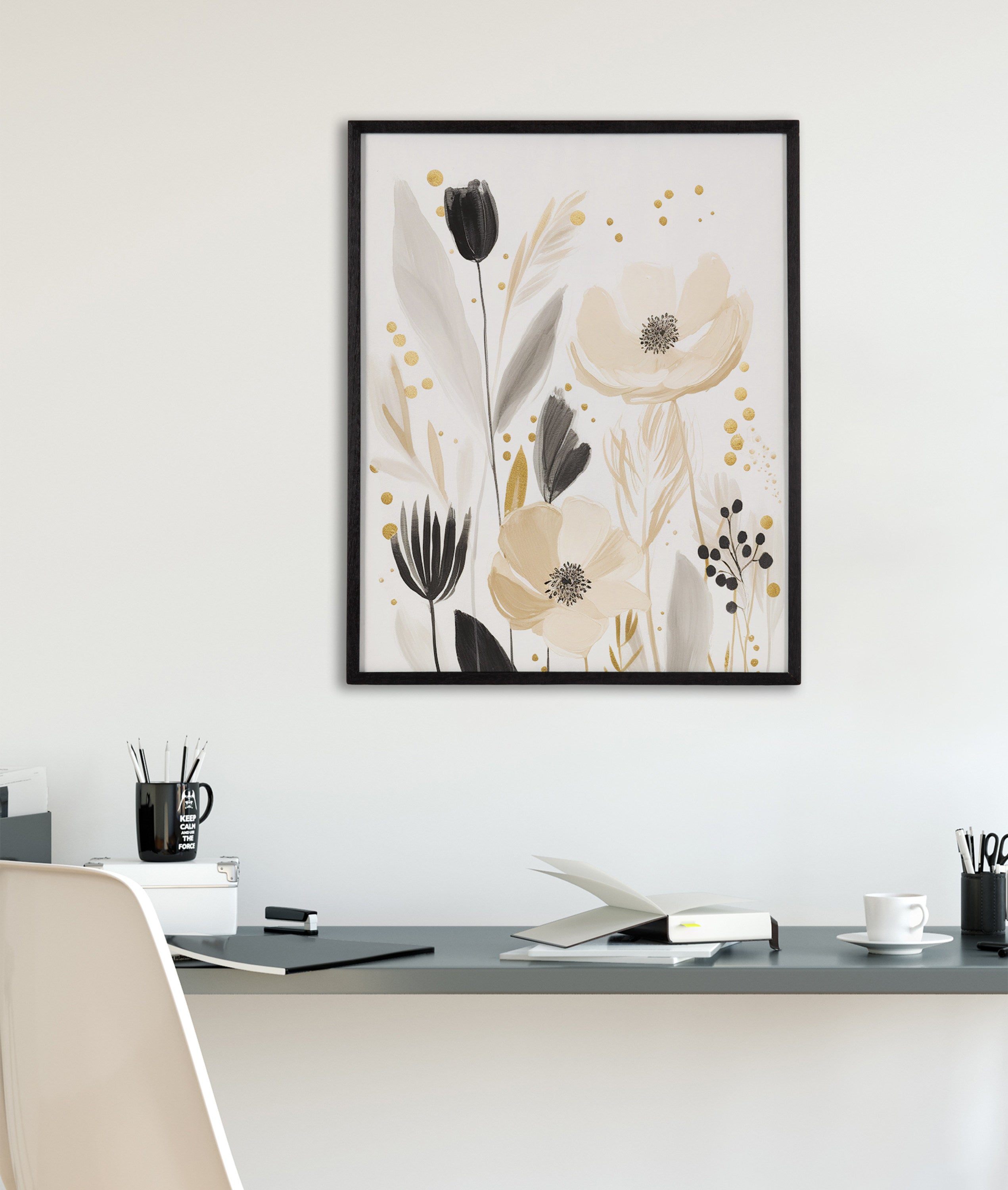 Gallery Modern Muted Cottage Floral Abstract Print by The Creative Bunch Studio