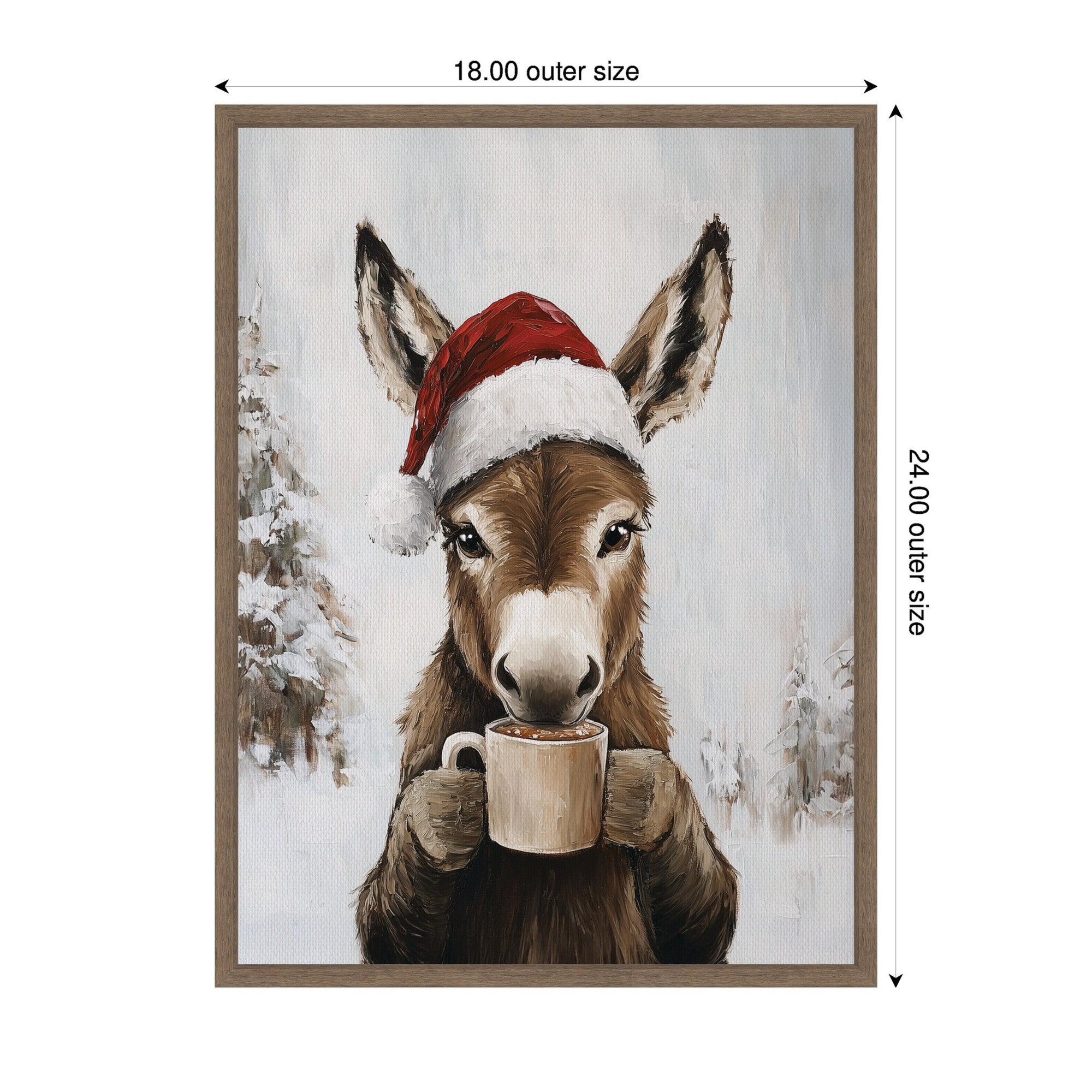 Sylvie Framed Canvas Donkey Winter Hot Cocoa by The Creative Bunch Studio