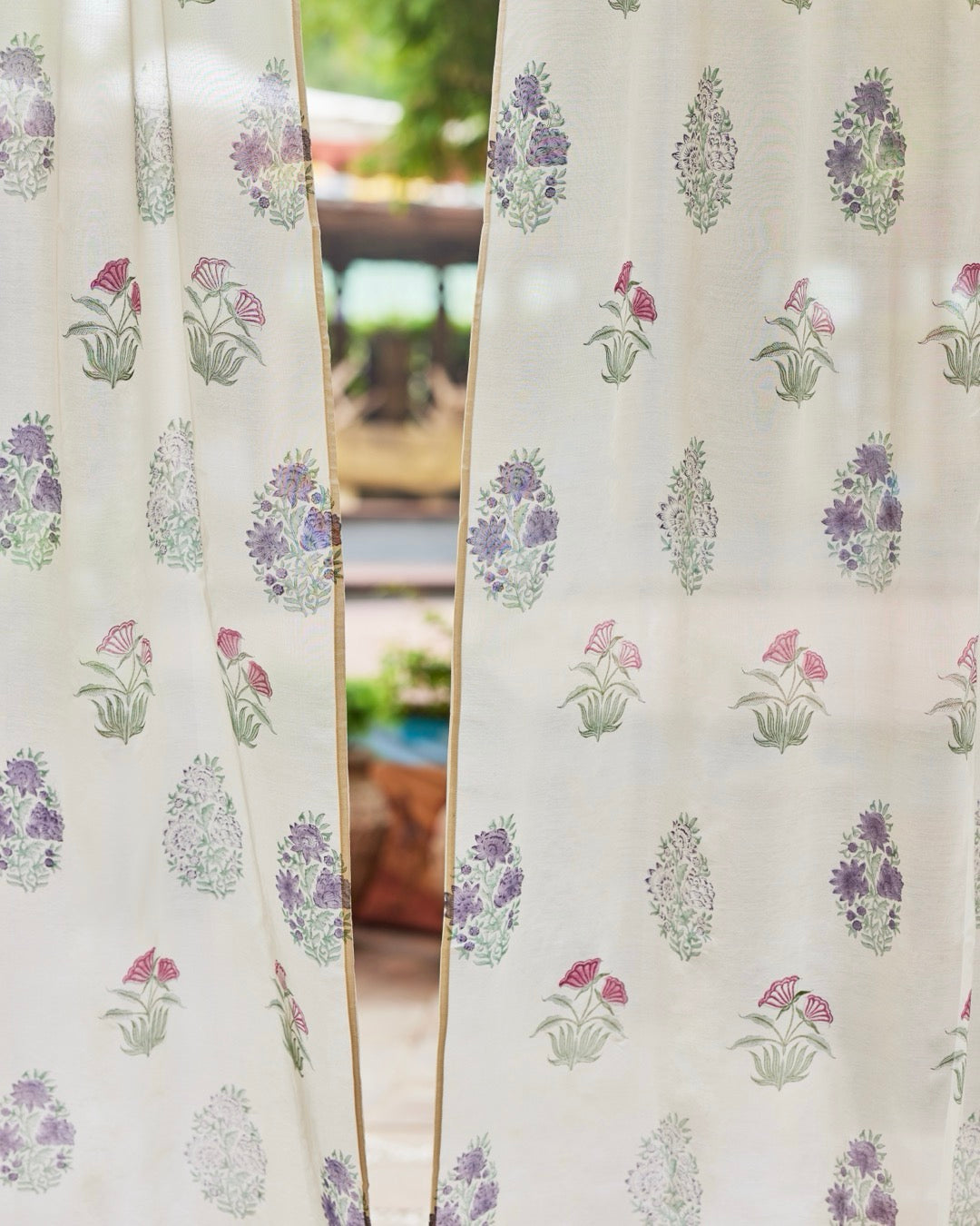 Hand Block Printed Linen Curtains | Opaque For Privacy with Light Filtration-0