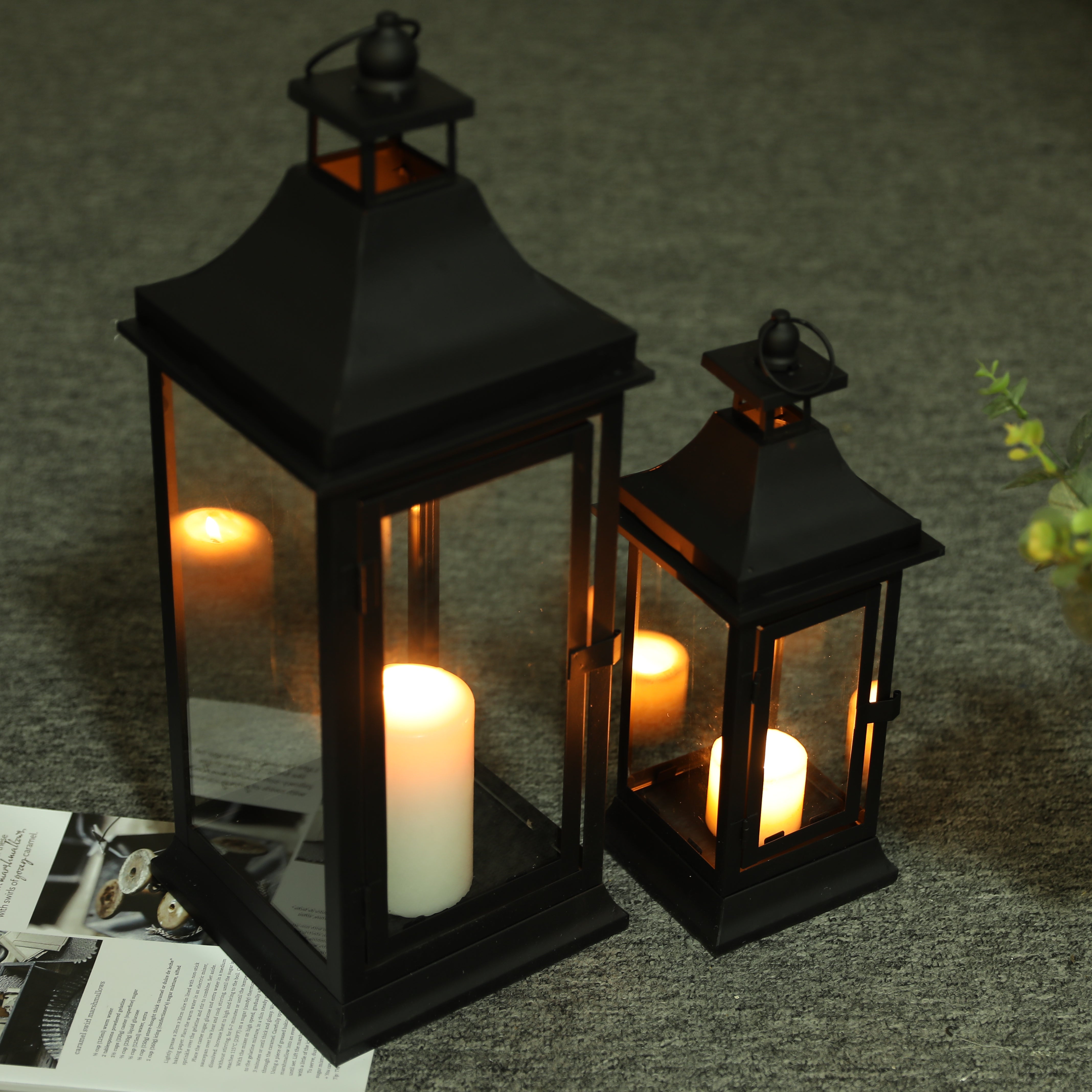 13''&19.5''Tall Outdoor Candle Lanterns（Set of 2）-1