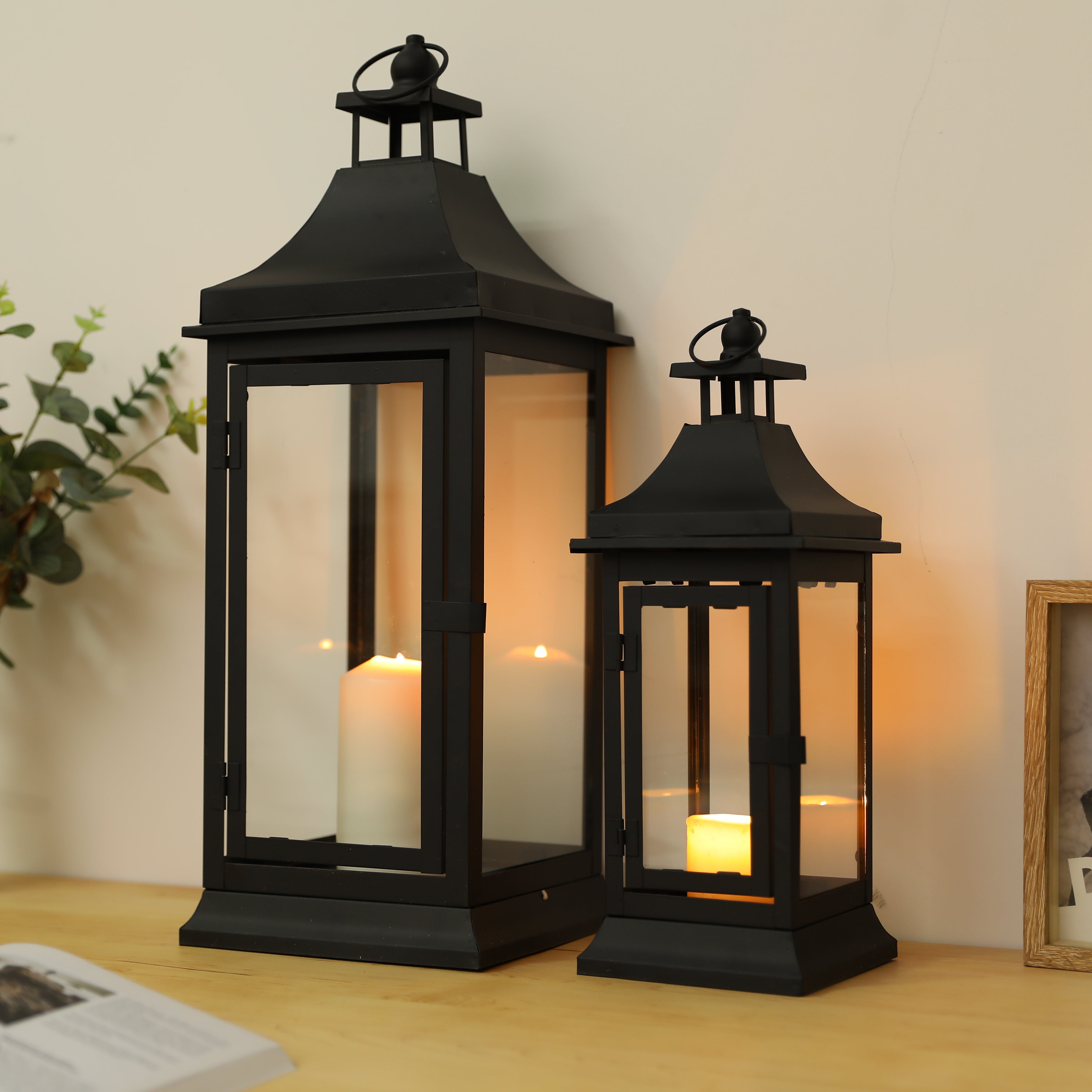 13''&19.5''Tall Outdoor Candle Lanterns（Set of 2）-0