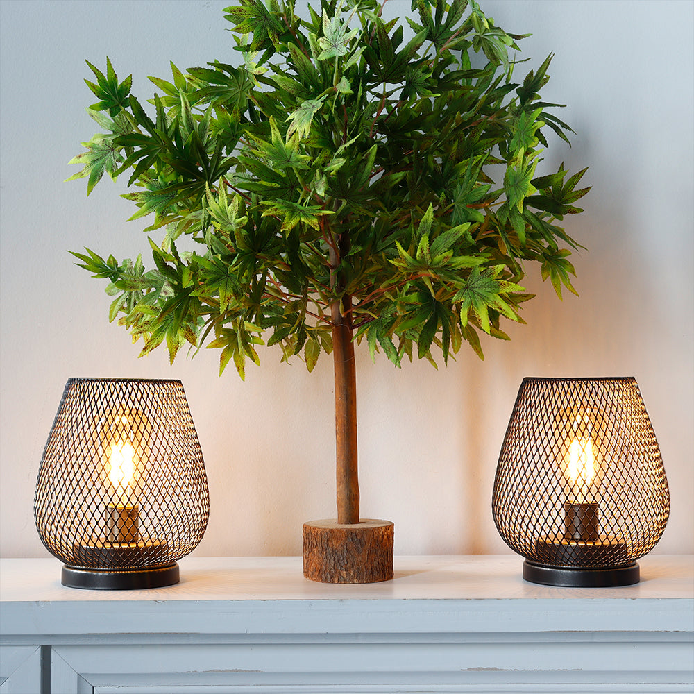 Set of 2 Battery Powered Metal Outdoor Lantern 6.5'' High (Brown)-2