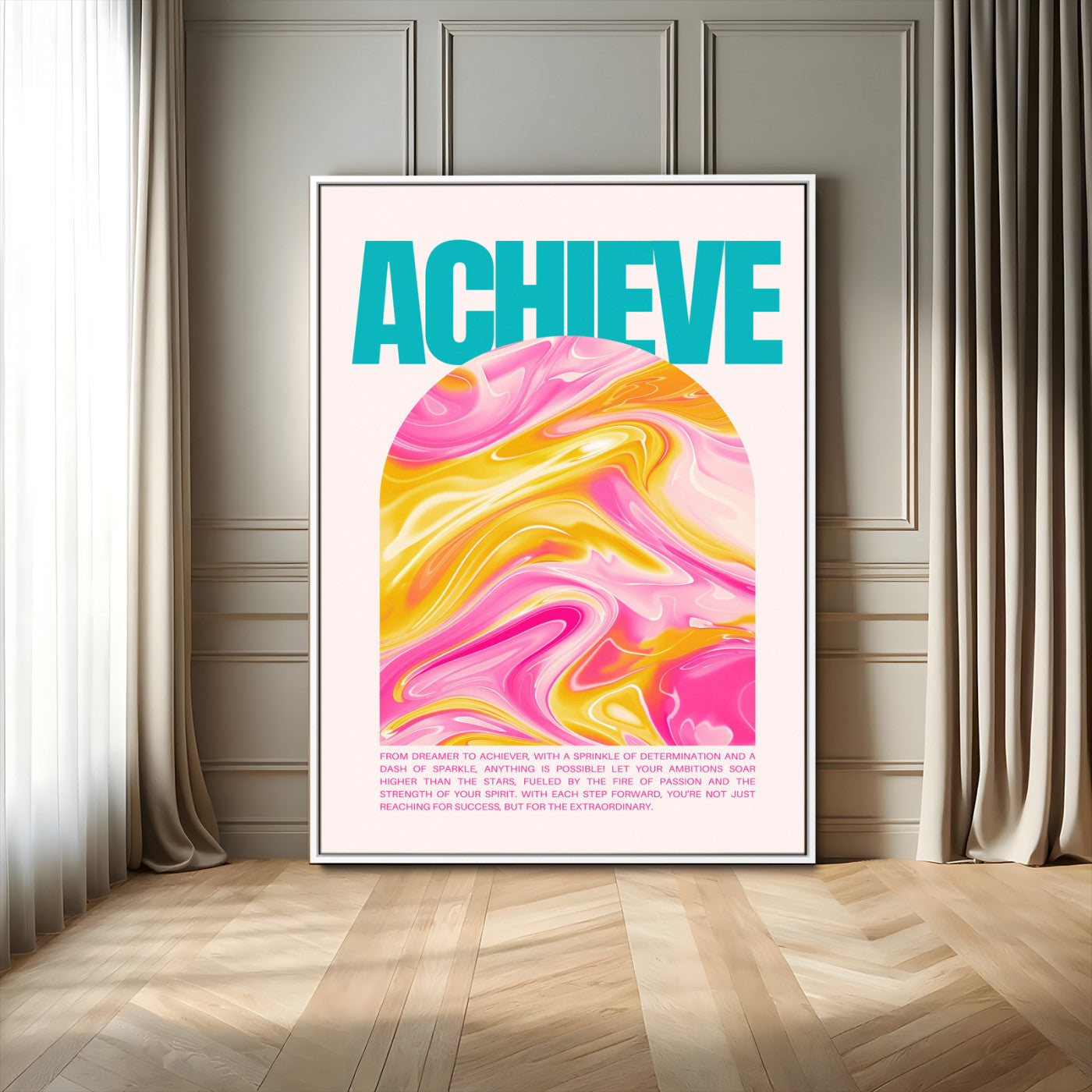 Achieve Motivational Wall Art – Colorful Abstract Swirl