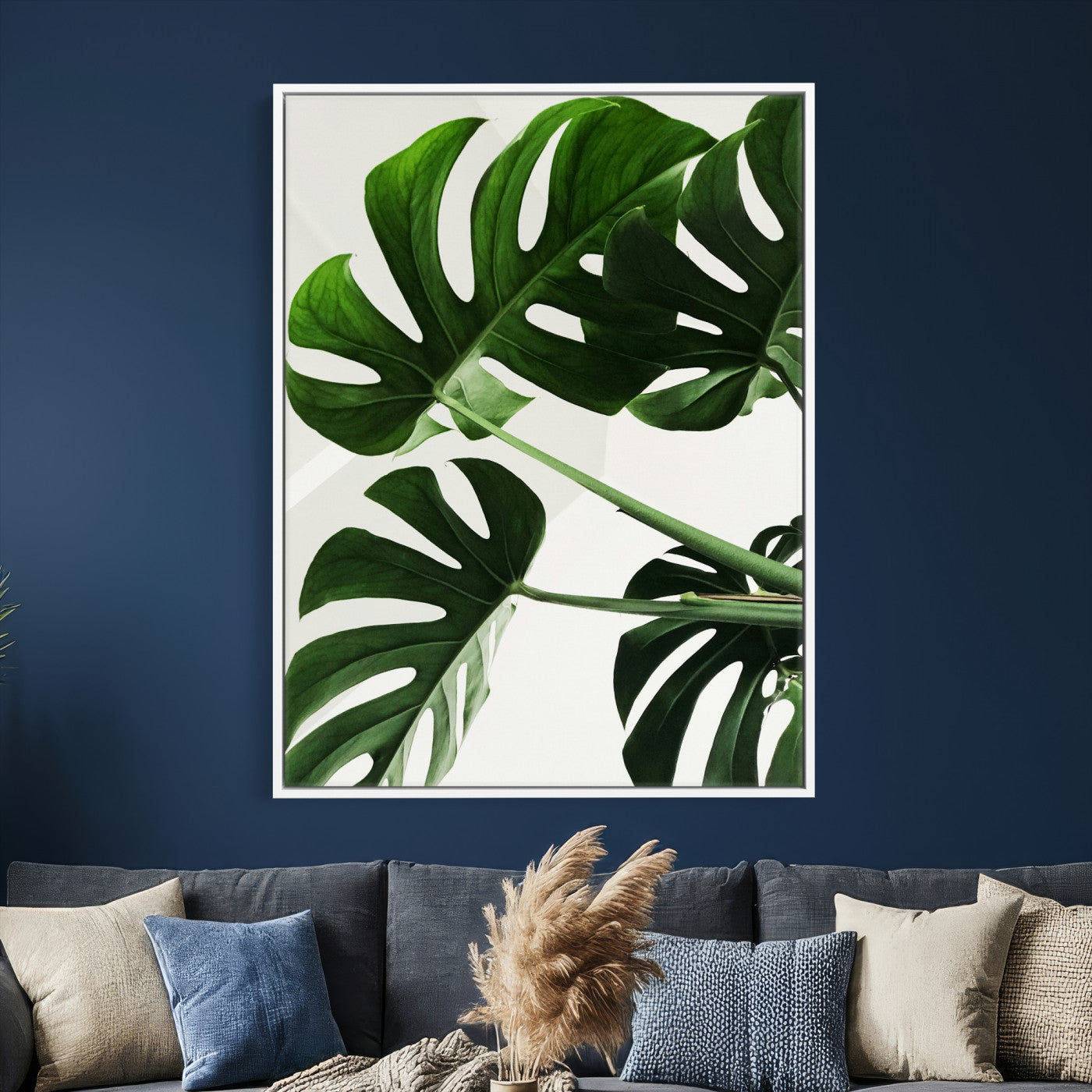 Abstract Teal Blue Wall Art Canvas Print, Modern Abstract