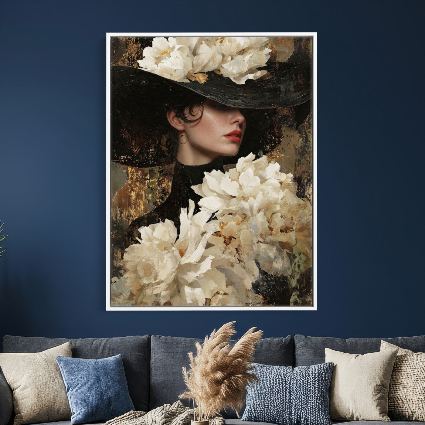 Glamour Woman Portrait Canvas Wall Art, Elegant Patel Women Portrait Print