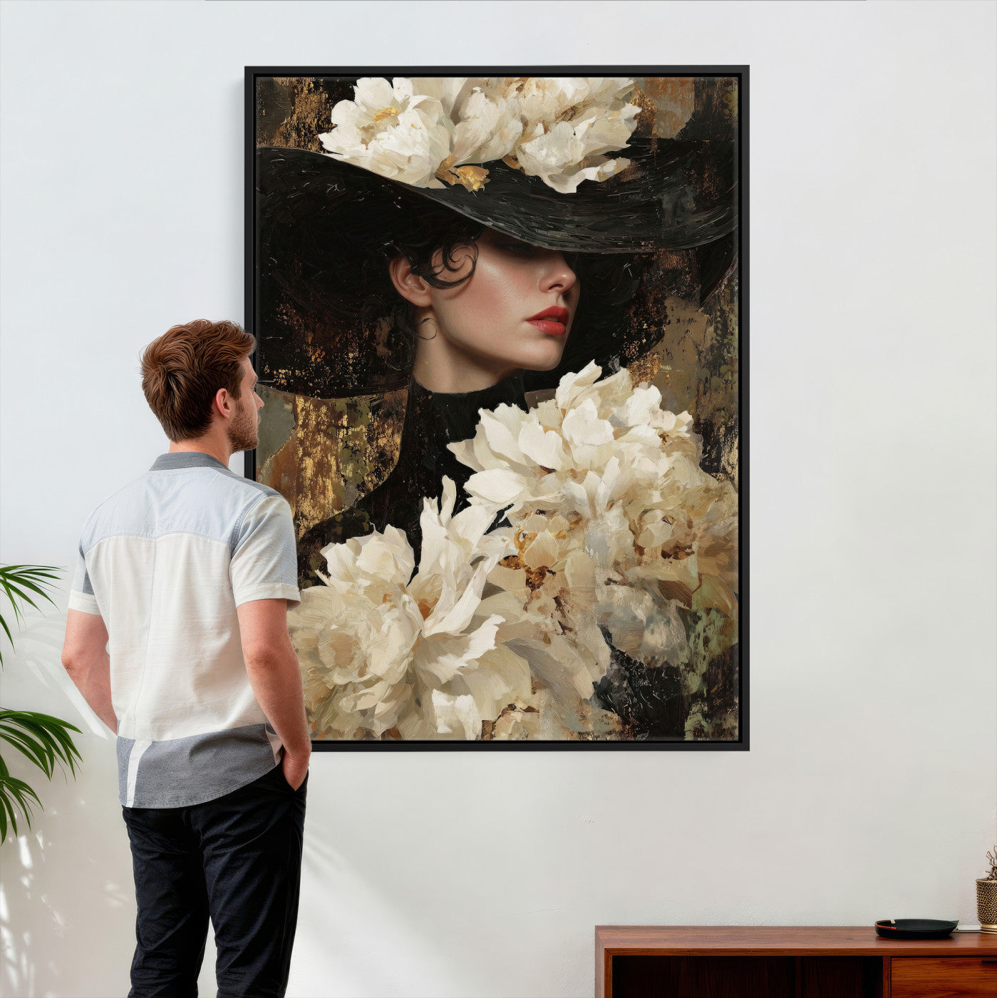 Glamour Woman Portrait Canvas Wall Art, Elegant Patel Women Portrait Print