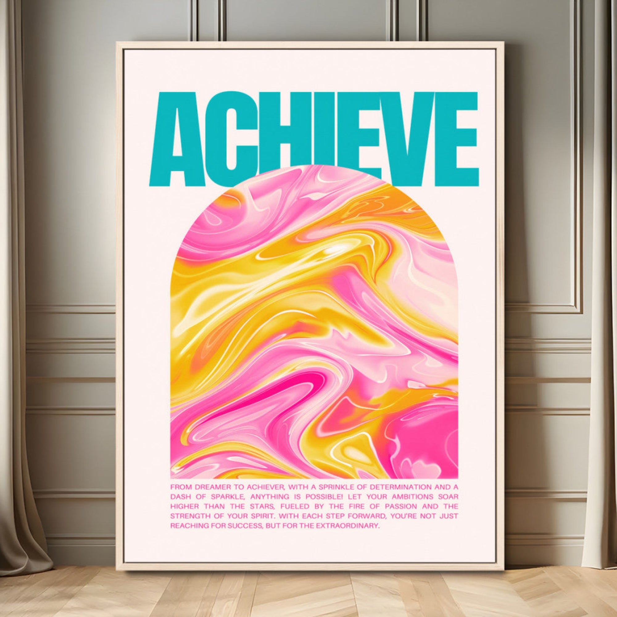 Achieve Motivational Wall Art – Colorful Abstract Swirl