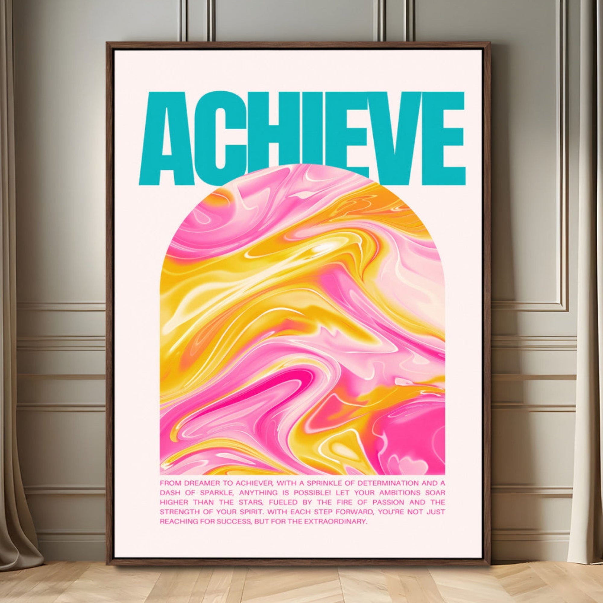 Achieve Motivational Wall Art – Colorful Abstract Swirl