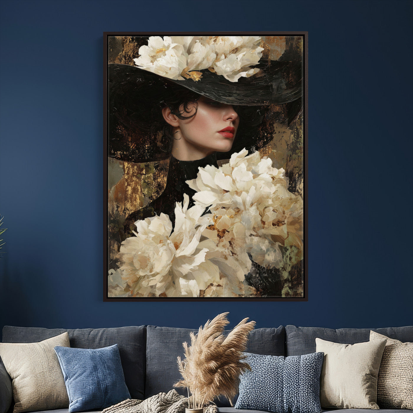 Glamour Woman Portrait Canvas Wall Art, Elegant Patel Women Portrait Print