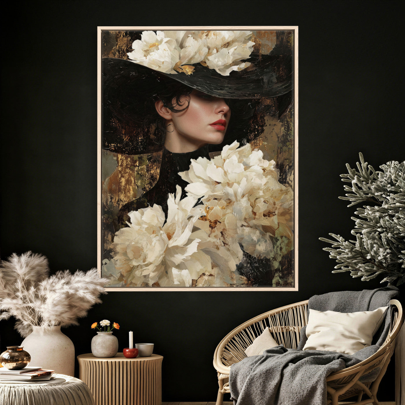 Glamour Woman Portrait Canvas Wall Art, Elegant Patel Women Portrait Print