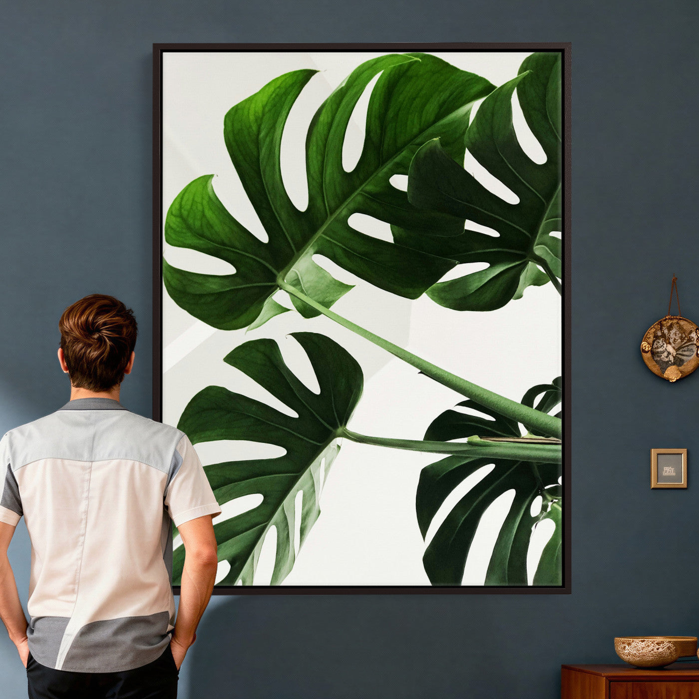 Abstract Teal Blue Wall Art Canvas Print, Modern Abstract