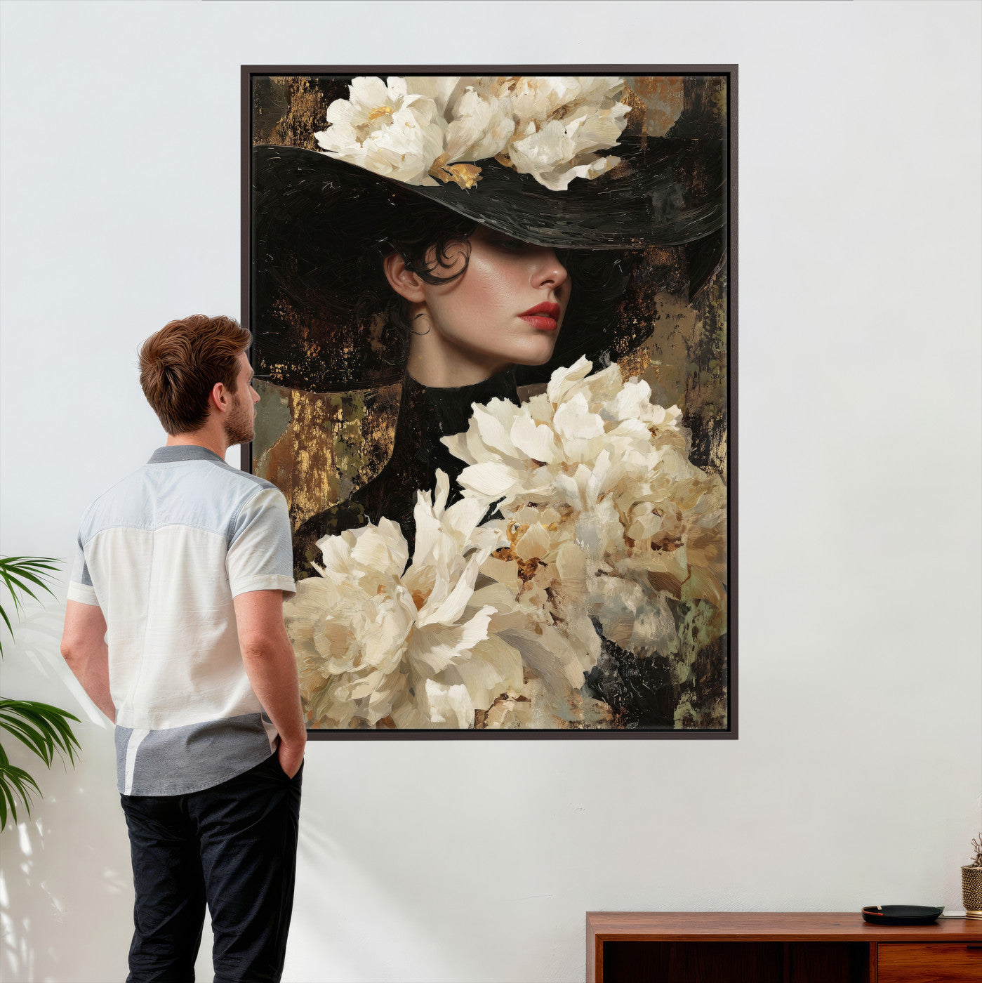 Glamour Woman Portrait Canvas Wall Art, Elegant Patel Women Portrait Print