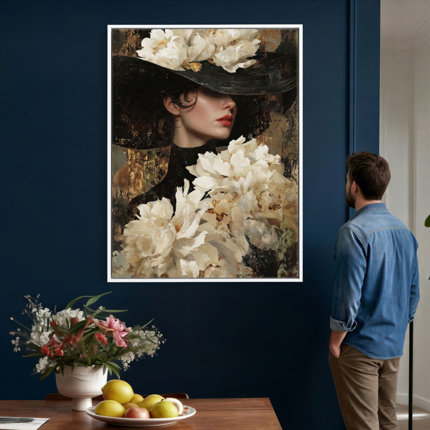 Glamour Woman Portrait Canvas Wall Art, Elegant Patel Women Portrait Print