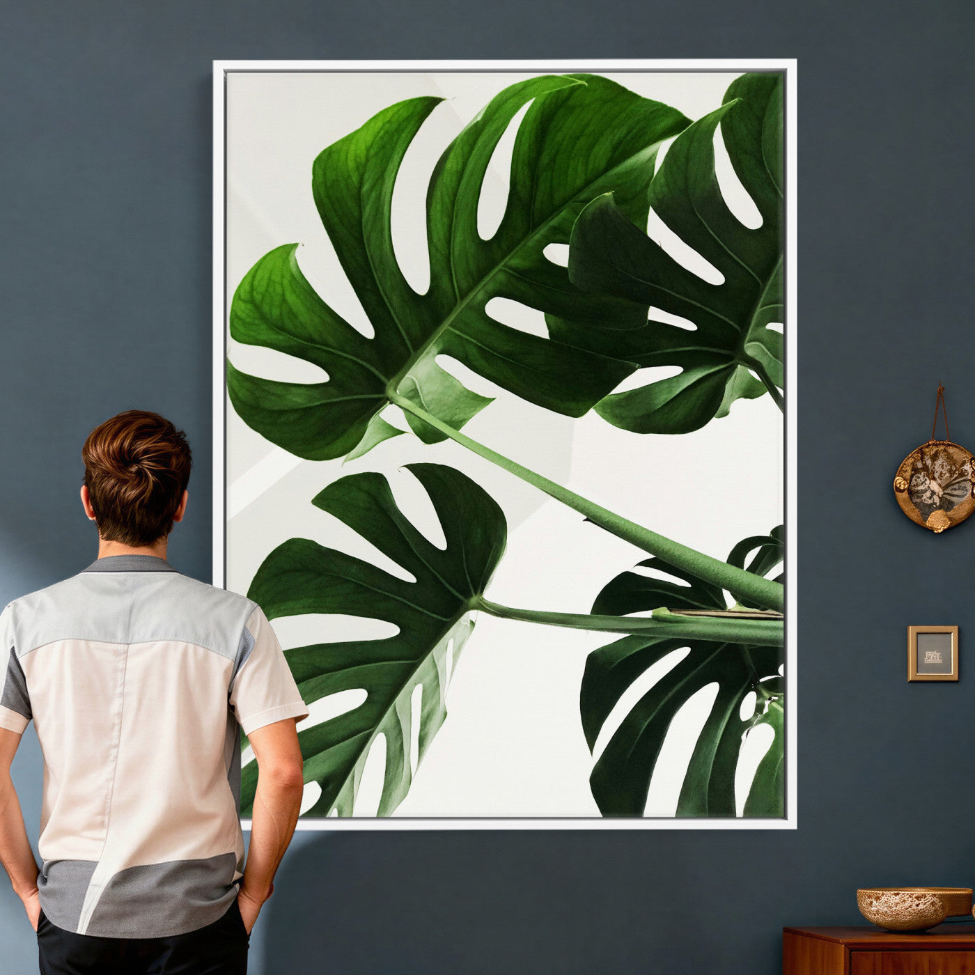 Abstract Teal Blue Wall Art Canvas Print, Modern Abstract